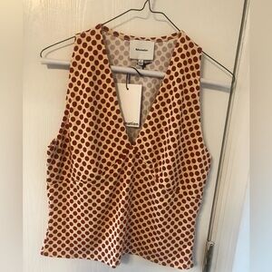 Reformation Red and Beige Polka Dot Top